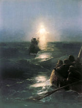 TOP art oil painting --Seascape Christ Walking on the water -Free shipping cost--36 " large-Handcraft Oil Painting 2024 - buy cheap