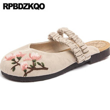 Zapatos bordados chinos de flores para mujer, sandalias de lona con bordado Floral, estilo Retro, talla grande 2024 - compra barato