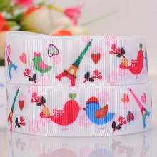 5yards 7/8 " 22 mm bird flower pattern print grosgrain ribbon tape DIY handmade hairbow ribbon free shipping 2024 - buy cheap