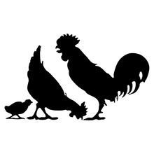 Adesivo de galinha, 17.8*10.6cm, decoração de carro, animais fofos, adesivos de corpo de carro, preto/prata 2024 - compre barato