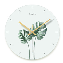 1 Pcs Fresh, green leaves, mute, exquisite wall clock, Nordic Green plant, modern European style living room, wall clock 2024 - buy cheap