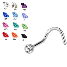 22G 20G 18G  Mixed 12 Color Gem 316L Surgical Steel Nose Screw Stud  Nose Ring Piercing Body Jewelry 2024 - buy cheap