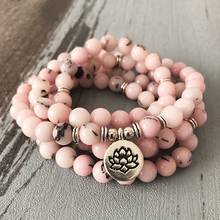 Bracelete ou colar mala para mulheres, 108, joia de lótus, yoga, meditação, pedra de cura, flor de cerejeira, om 2024 - compre barato