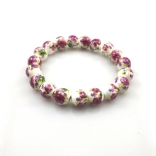 Brazalete de porcelana con flores tradicionales chinas, pulsera de cuentas de cerámica de 10mm, 12 Uds./lote, envío gratis 2024 - compra barato