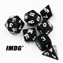 IMDG 7pcs/set Creative RPG Game Dice Polyhedron Metal Dice DND Electrophoresis Black Digital Game Dice 2024 - buy cheap
