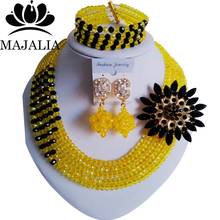Crystal Nigeria Wedding yellow african beads jewelry set crystal necklace bracelet earrings Free shipping Majalia-046 2024 - buy cheap