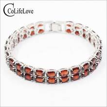 CoLife Jewelry double rows garnet bracelet 50PCS wine red natural garnet stone silver bracelet solid 925 silver gemstone bracele 2024 - buy cheap