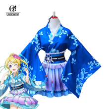 ROLECOS Anime Love Live Cosplay Costumes Kimono Cosplay Costumes Love Live Blue Kimono cosplay, for women, Eli Ayase 2024 - buy cheap