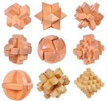 9PCS/LOT Beech Wood Puzzle Toys Classic IQ 3D Wooden Interlocking Burr Puzzles Mind Brain Teaser Game Toy for Adults Children 2024 - buy cheap