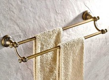 Toalheiro de bronze antigo, suporte duplo para toalhas, prateleira para banheiro, montagem na parede, acessórios para banheiro zba425 2024 - compre barato