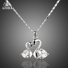 AZORA White Gold Color Stellux Austrian Crystal Big goose and little goose connected Pendant Necklace TN0004 2024 - buy cheap