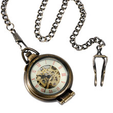 Steampunk Trendy Fob Mechanical Pocket Watch Hand Winding Bronze Vintage Standing Case Skeleton Pendant Men Women Xmas Gift Hour 2024 - buy cheap