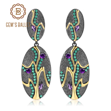 GEM'S BALLET Georgia O'keeffe Leaf Earrings 0.76Ct Natural Amethyst 925 Sterling Silver Handmade Drop Earrings for Women Bijoux 2024 - buy cheap