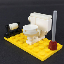 Brinquedo banheiro blocos de construção, cidade pública moc acessórios montagem kits de modelo diy presentes 2024 - compre barato