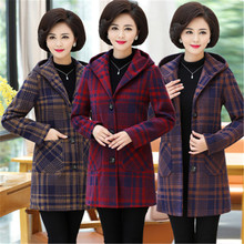 Female tweed coat Winter jacket ladies wool outwear Imitation cashmere hooded  checkered jacket Korean fashion clothing K4170 2024 - buy cheap