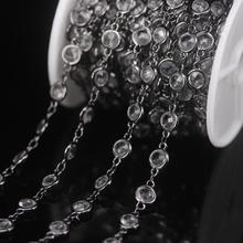 NEW! 3Meter/Lot 6mm Plated Gun Black K9 Optical Clear Crystal Glass Coin Bead Rosary Chains,Faceted Flat Round Beaded Necklaces 2024 - buy cheap