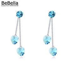 BeBella-pendientes colgantes con forma de corazón para mujer, diseño romántico, 5 colores, hecho con cristales de Swarovski 2024 - compra barato