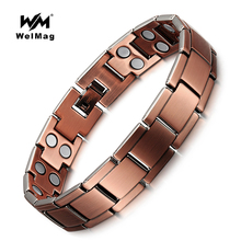 WelMag-pulsera magnética de cobre Vintage para hombre y mujer, pulsera de 2 filas con imán de energía ecológica, brazaletes curativos, joyería masculina 2024 - compra barato