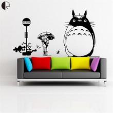 Anime Totoro dibujos animados etiqueta de la pared removible para niños Decoración para el hogar vinilo etiqueta para cocina baño Decal arte cartel hh1364 2024 - compra barato