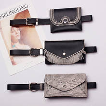 New Glitter Full Diamond Waist Bag Fashion Dark Buckle Pu Leather Belt Pockets Belt Ladies Dual-use Three Optional Tide Bag 729 2024 - buy cheap