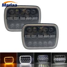 Pair Square LED Headlight 7x6 5x7 Inch Projector White DRL Yellow Turn Signal Black For Jeep Wrangler YJ Cherokee XJ Comanche MJ 2024 - buy cheap