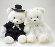 Criativo brinquedo de pelúcia boneca grande 38 cm ternos de vestido de casamento urso de pelúcia, o amor os casais ursos macio presente de casamento boneca s2815 2024 - compre barato