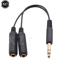 6.35 mm Male Stereo to 6.35 mm Double Female Adapter Jack 1/4 Audio Y Splitter Audio Cable 6.35 to 2*6.35 Connector High quality 2024 - buy cheap