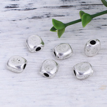 DoreenBeads Zinc Based Alloy silver color Spacer Beads Square DIY Jewelry Components 8mm x 8mm, Hole: Approx 2.4mm, 50 PCs 2024 - buy cheap