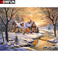 HOMFUN Full Square/Round Drill 5D DIY Diamond Painting "House snow" 3D Embroidery Cross Stitch 5D Home Decor A13532 2024 - buy cheap