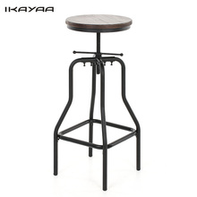 IKayaa-taburete giratorio ajustable de estilo Industrial para Bar, silla superior de madera de pino, para comedor, desayuno, cocina 2024 - compra barato