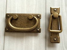 2.2 " 3 " estilo Vintage Dresser puxa gaveta puxadores de Bronze antigo praça gabinete alças Pull maçaneta da gota Bail de volta 2024 - compre barato
