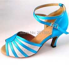 Wholesale Ladies Girls  Blue Glitter  Ballroom Latin Samba Salsa Ceroc Tango Dance Shoes All Size 2024 - buy cheap