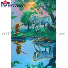 MYTIAN 5D DIY diamante pintura sirena con unicornio pintura diamante bordado mosaico hecho a mano artesanía Cruz puntada Decoración 2024 - compra barato