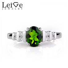 Leige Jewelry Natural Chrome Diopside Ring Oval Gemstone Engagement Promise Rings for Girl Silver 925 Fine Jewelry Green 2024 - buy cheap
