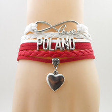 infinity love poland Bracelet heart Charm poland national flag bracelets & bangles for Woman and man jewelry 2024 - buy cheap