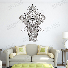 Adesivos de parede removíveis de elefante, estampa de mandala para sala de estar, arte mural, decalques de vinil, pôster ta417 2024 - compre barato