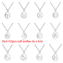 12pcs/lot All Twelve Zodiac Signs Pendant Necklace Original Steel Color Constellations Charm Necklace Jewelry Gifts 40cm 2024 - buy cheap