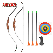 Archery Wooden Bow And Arrow Kit Teen Children Shooting Training Recurve Bow Set Safety Arrowhead For Outdoor Sports Accessories 2024 - buy cheap