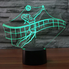 Luz Nocturna LED 3d para jugar al voleibol, lámpara de noche 3d con Usb, Interruptor táctil de 7 colores, lámpara de mesa 2024 - compra barato