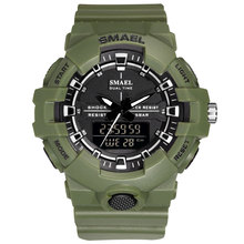 Часы наручные мужские водонепроницаемые, модные брендовые светодиодные армейские, в стиле милитари, с будильником, 50 м 2024 - купить недорого