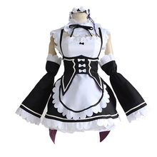 Re:zero womens Rem Ram cosplay costume Meidofuku Apron Dress(top+skirt+neckbelt+oversleeve+hairwear) 2024 - buy cheap