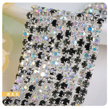 Cadena de diamantes de imitación con base de cristal y plata, vidrio AB de mezcla de colores, 2,8mm, 10 yardas, para ropa, bolsos y zapatos 2024 - compra barato