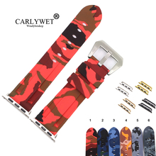 CARLYWET 38 40 42 44mm Camo Red Black Waterproof Silicone Rubber Replacement Wrist Watchband Loops For Iwatch Series 4/3/2/1 2024 - buy cheap