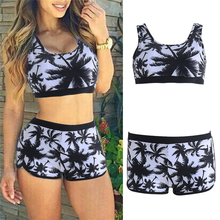 Conjunto de Bikini con estampado Floral para mujer, traje de baño de dos piezas con estampado Floral, cintura alta 2024 - compra barato