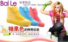 2013 New Arrival Women and Men ' fashion high top shoes, fluorescent candy colore patent leather sports shoes, retails/wholesale 2024 - buy cheap