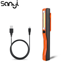 SANY USB Перезаряжаемый COB светодиодный фонарик, рабочий фонарик для осмотра, ручной фонарик с магнитным зажимом для кемпинга 2024 - купить недорого