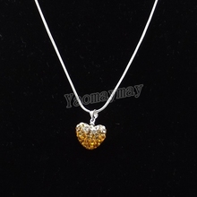 Gradient Gold Color Heart Shape Rhinestone Pendant 18.5" Snake Chain Necklace For Women 5pcs Wholesale Free Shipping 2024 - buy cheap