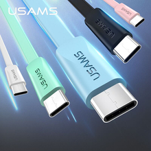 USAMS 1.2m 2A Colorful Flat Type C Fast Charging Mobile Phone Cable For Huawei Samsung Xiaomi Data Cord Phone Charger Cable 2024 - buy cheap