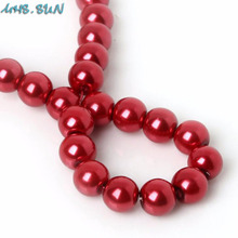 MHS.SUN-perlas postizas redondas de color rojo profundo, perlas sueltas de perla de cristal de imitación para ropa, espaciador, accesorios de joyería, 3MM-16MM 2024 - compra barato