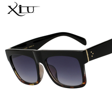 Солнцезащитные очки в стиле ретро UV400 женские, винтажные брендовые дизайнерские модные солнечные очки с плоским верхом, большие квадратные очки 2024 - купить недорого